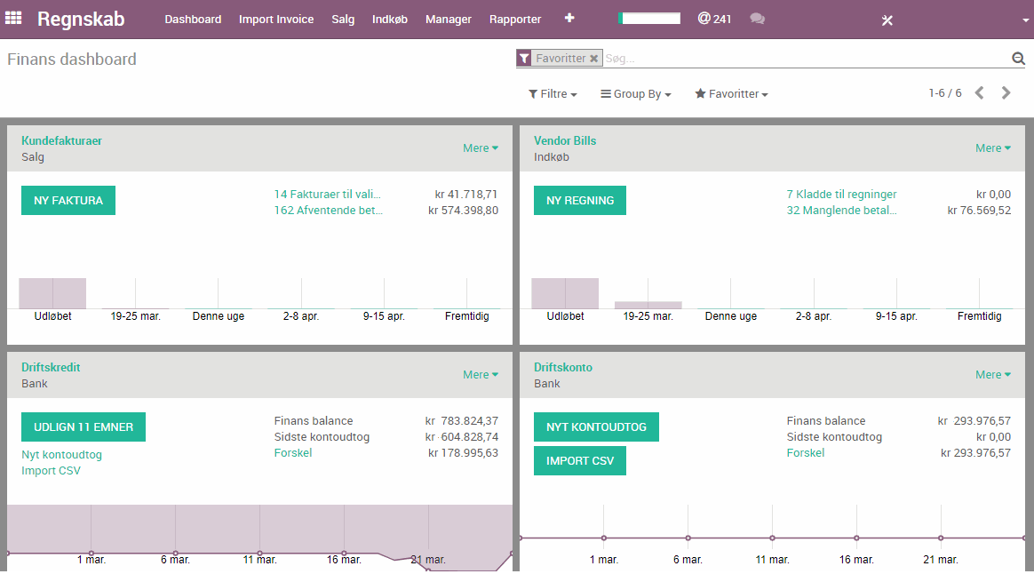 Regnskab system i odoo