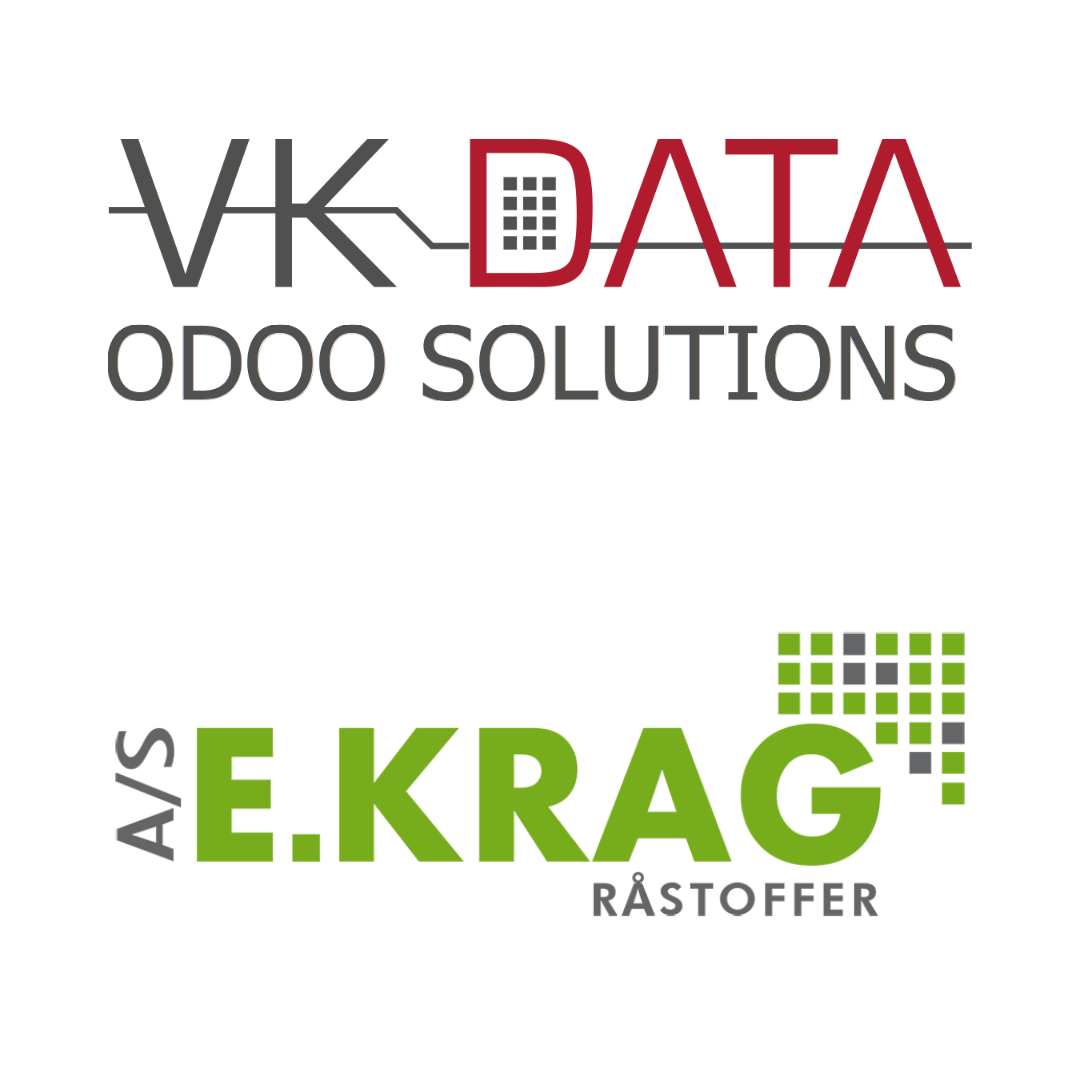 Firma Logoer, vk data odoo solutions, E.Krag råstoffer a/s